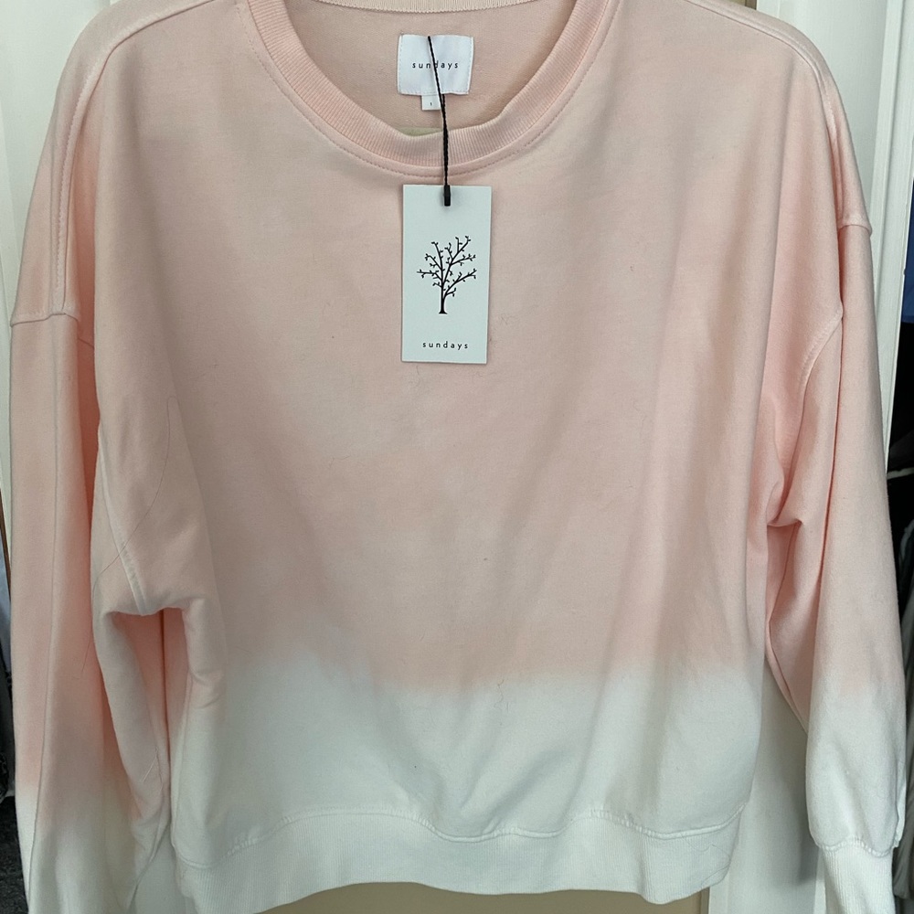 Sundays pink and white dip dye crew neck sweatshirt